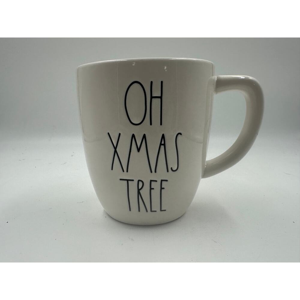 Rae Dunn OH XMAS TREE Coffee Tea Mug Cup 18 Oz Ceramic White Christmas Season